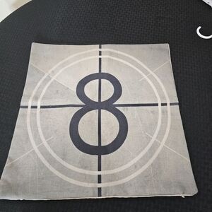Gray Pillow Cover with Number 8 Design